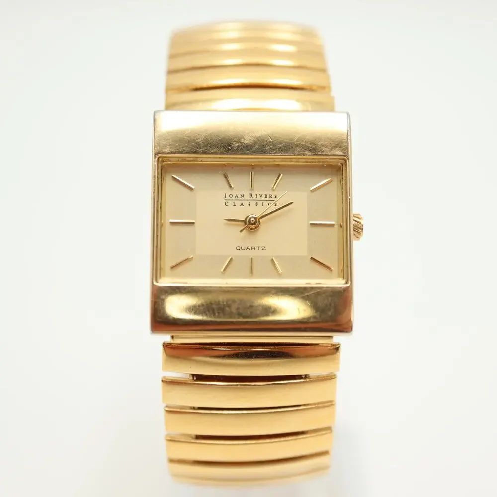 Joan Rivers Classic Womens Gold Tone 25mm Watch Expansion Band w New Battery
